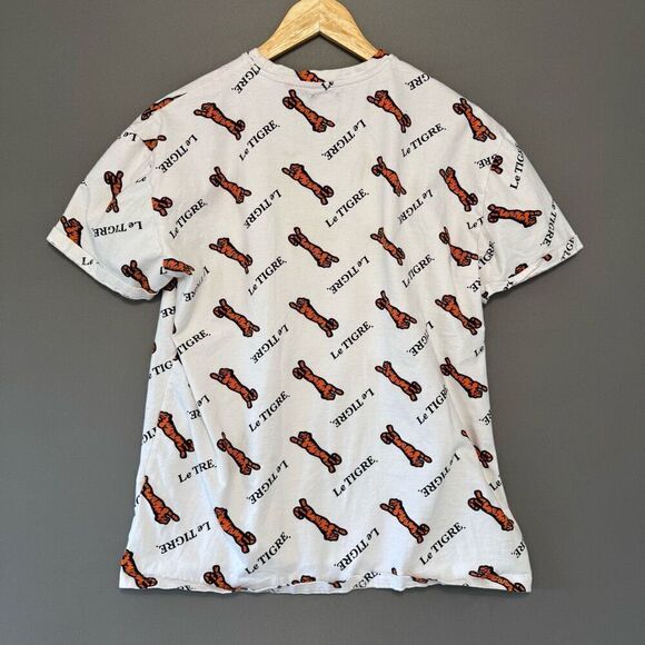Le Tiger Men's Short Sleeve Tiger Logo T-Shirt White Orange Black Size Large - Picture 5 of 10